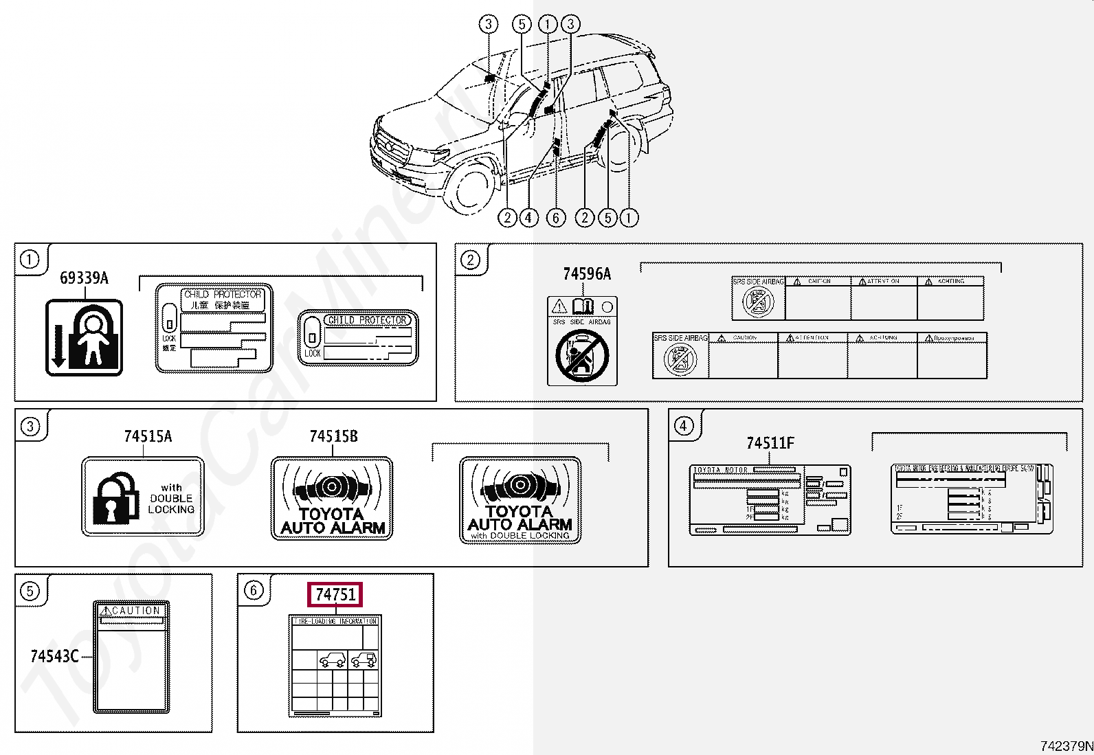 Запчасти Тойота: LABEL, TIRE PRESSURE INFORMATION (4266160430)