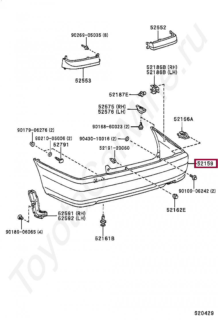 Запчасти Тойота: COVER, REAR BUMPER (5215920880A0)