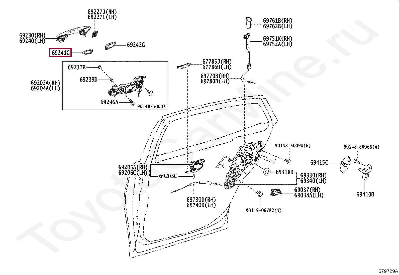 Запчасти Тойота: PAD, FRONT DOOR OUTSIDE HANDLE, FRONT (6924150040)